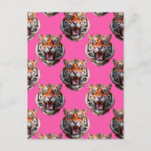Tiger Head Pattern Design Pink ポストカード (正面)