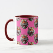 Tiger Head Pattern Design Pink マグカップ (左)