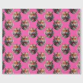 Tiger Head Pattern Design Pink ラッピングペーパー (フラット)