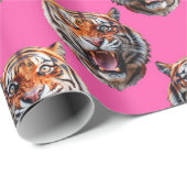 Tiger Head Pattern Design Pink ラッピングペーパー (ロールコーナー)