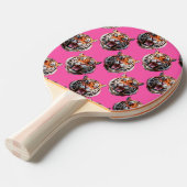 Tiger Head Pattern Design Pink 卓球ラケット (正面アングル)