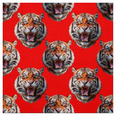 Tiger Head Pattern Design Red ファブリック (見本)