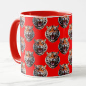 Tiger Head Pattern Design Red マグカップ