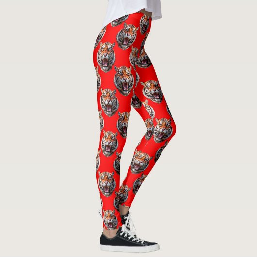 Tiger Head Pattern Design Red レギンス