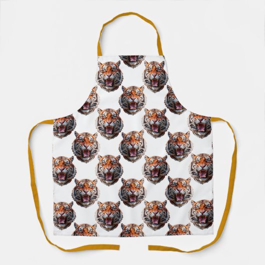 Tiger Head Pattern Design - White   エプロン (正面)