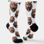 Tiger Head Pattern Design - White   ソックス