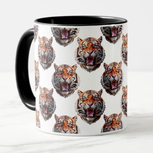 Tiger Head Pattern Design - White   マグカップ