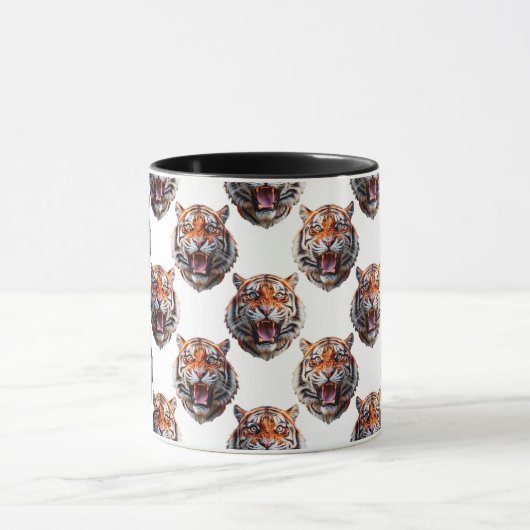 Tiger Head Pattern Design - White   マグカップ (中央)