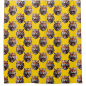 Tiger Head Pattern Design Yellow シャワーカーテン (正面)