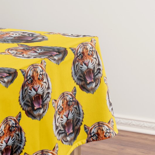 Tiger Head Pattern Design Yellow テーブルクロス