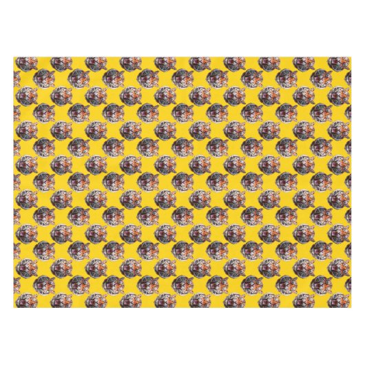 Tiger Head Pattern Design Yellow  テーブルクロス (正面(横))