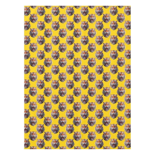 Tiger Head Pattern Design Yellow  テーブルクロス (正面)