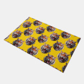 Tiger Head Pattern Design Yellow  ドアマット (アングル)