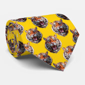 Tiger Head Pattern Design Yellow  ネクタイ (ロール)