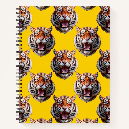 Tiger Head Pattern Design Yellow  ノートブック (正面)