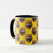 Tiger Head Pattern Design Yellow  マグカップ (正面左)