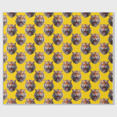 Tiger Head Pattern Design Yellow  ラッピングペーパー (フラット)
