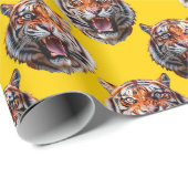 Tiger Head Pattern Design Yellow  ラッピングペーパー (ロールコーナー)