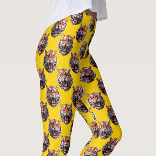 Tiger Head Pattern Design Yellow  レギンス