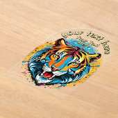 Tiger Head Rainbow colors paint stains アクリル招待状 (レイダウン)