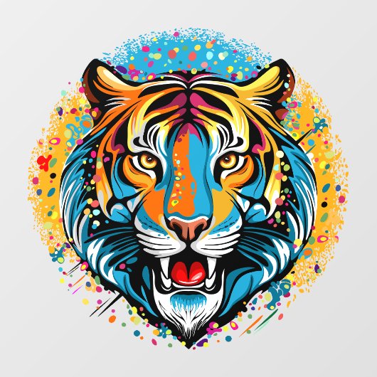 Tiger Head Rainbow colors paint stains ウィンドウサイン (シート)