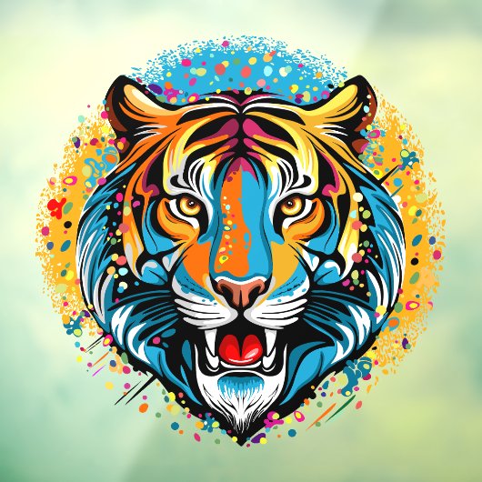 Tiger Head Rainbow colors paint stains ウィンドウサイン (シート3)