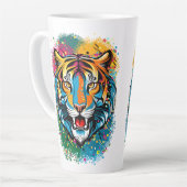 Tiger Head Rainbow colors paint stains カフェラテマグ (左アングル)