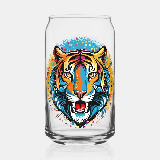 Tiger Head Rainbow colors paint stains ガラス缶 (裏面)