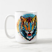Tiger Head Rainbow colors paint stains コーヒーマグカップ (左)