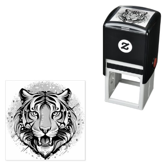 Tiger Head Rainbow colors paint stains セルフインキングスタンプ (インサイチュ)