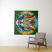 Tiger Head Rainbow colors paint stains タペストリー (インサイチュ(横))