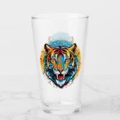 Tiger Head Rainbow colors paint stains タンブラーグラス (正面)