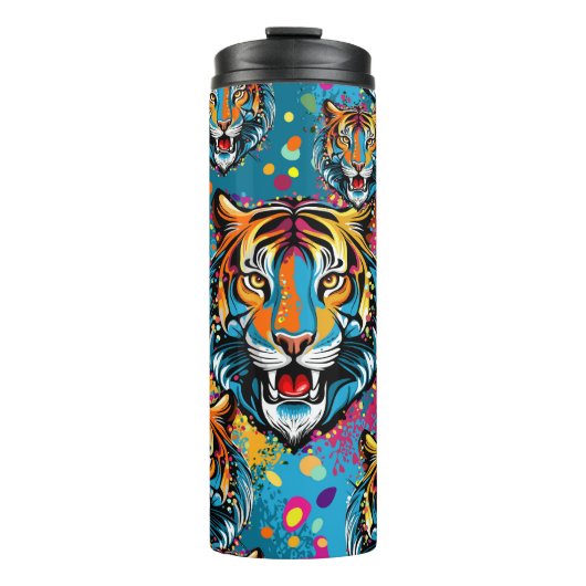 Tiger Head Rainbow colors paint stains タンブラー (正面)