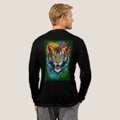 Tiger Head Rainbow colors paint stains トライブレンドＴシャツ (背面全体)