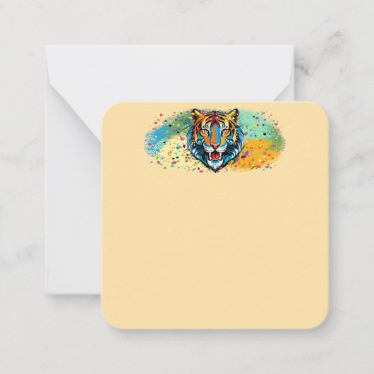 Tiger Head Rainbow colors paint stains ノートカード (正面)