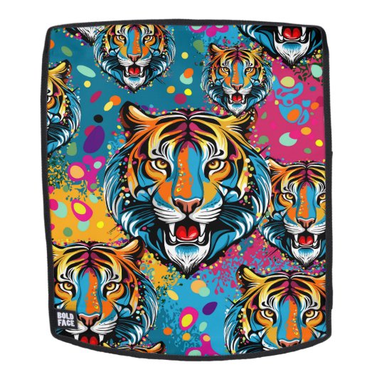 Tiger Head Rainbow colors paint stains バックパック (取り外し可フェース)