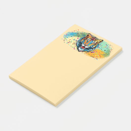 Tiger Head Rainbow colors paint stains ポストイット (アングル)