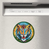 Tiger Head Rainbow colors paint stains マグネット (インサイチュ (食洗機))