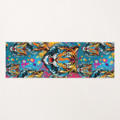 Tiger Head Rainbow colors paint stains ヨガマット (正面(横))