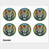 Tiger Head Rainbow colors paint stains ラウンドシール (シート)