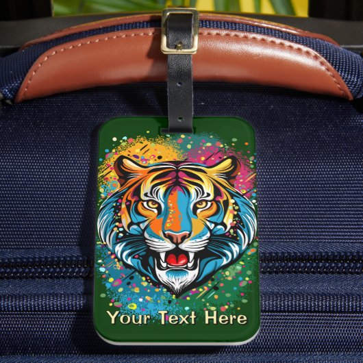 Tiger Head Rainbow colors paint stains ラゲッジタグ (正面インサイチュ2)