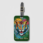 Tiger Head Rainbow colors paint stains ラゲッジタグ (正面縦)