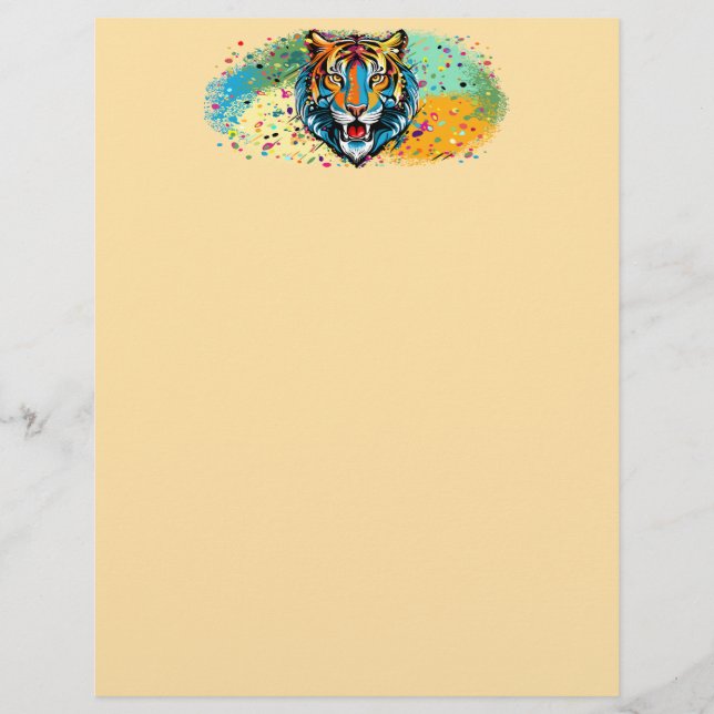 Tiger Head Rainbow colors paint stains レターヘッド (正面)