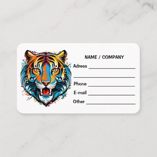 Tiger Head Rainbow colors paint stains 名刺 (正面)