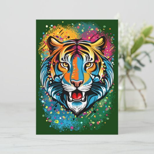 Tiger Head Rainbow colors paint stains 招待状 (スタンド正面)