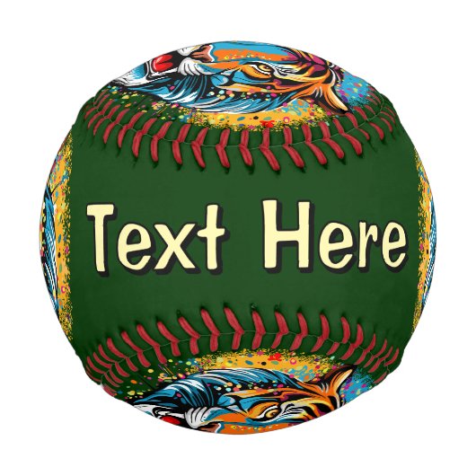 Tiger Head Rainbow colors paint stains 野球ボール (裏面)