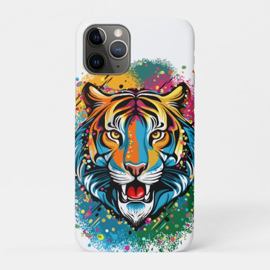 Tiger Head Rainbow colors paint stains Case-Mate iPhoneケース (裏)