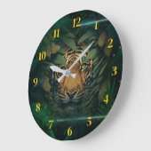 Tiger hiding in Foliage                      ラージ壁時計 (傾斜)