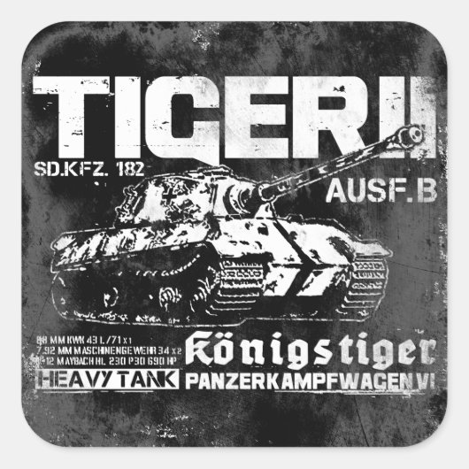 Tiger IIステッカー スクエアシール (正面)