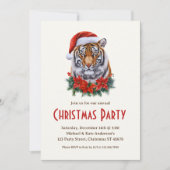 Tiger in a Santa Hat Wild Safariクリスマスパーティー 招待状 (正面)